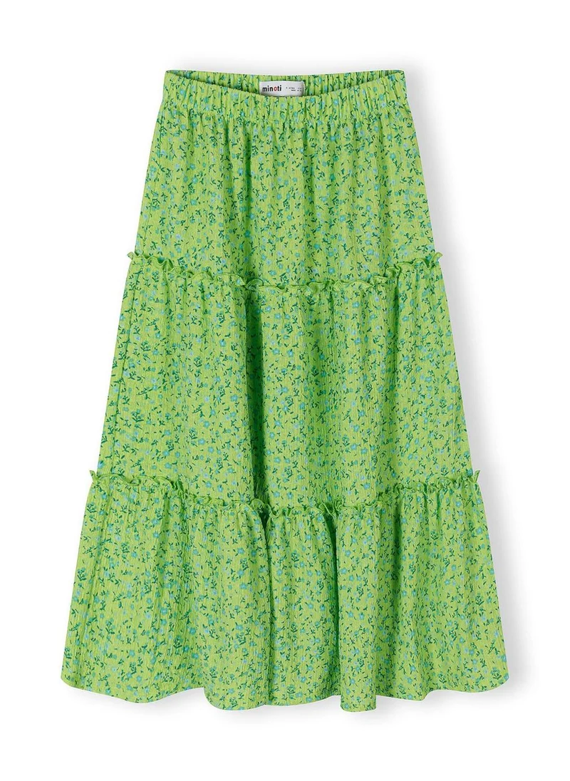 MINOTI Girls maxi floral print skirt blue elasticated waist
